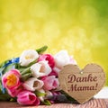 Tulips with message saying `Thank you mama!` Royalty Free Stock Photo