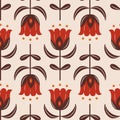 Tulips pattern Scandinavian vintage style.