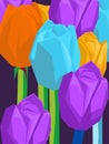 Polygonal pop art collection of tulips