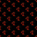 Tulips seamless pattern on black background with lush lava tinting