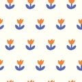 Tulips seamless pattern. Hand drawn illustration. Textile design.