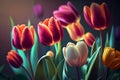 Tulips spring background. Generative ai