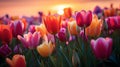 Vibrant tulips in full bloom