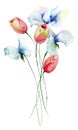 Tulips and Sweet pea flowers Royalty Free Stock Photo