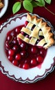 Cherry pie, juicy delicious cherry, AI Generated