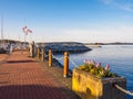 Tulips decorate the seaside walk in Sidney, Vancouver Island, British Columbia