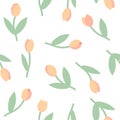 Pastel tulips pattern on a white background