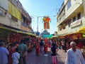 Outside view of Goddess Tulaja bhavani mata temple, crowd of devotees for visit in festival