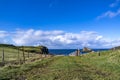 The Tulm Island, Duntulm Bay and the castle ruins on the Isle of Skye - Scotland
