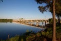 Tulsa bridge reflecting in the evening