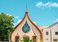 Tulsa OK USA Monrningstar Church in a kind of art deco viking or middle eastern style with beautiful stained glass