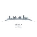Tulsa Oklahoma city skyline silhouette white background