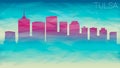 Tulsa Oklahoma City USA Skyline Silhouette. Broken Glass Abstract Geometric Dynamic Textured. Banner Background. Colorful Shape Co Royalty Free Stock Photo