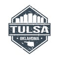 Tulsa Oklahoma Travel Stamp Icon Skyline City Design Badge.