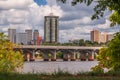 Tulsa, Oklahoma, USA Skyline on the Arkansas River in the afternoon Royalty Free Stock Photo