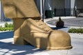 Tulsa`s Famous Historic Golden Driller Giant Shoe Landmark Close Up - Oklahoma