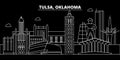 Tulsa silhouette skyline. USA - Tulsa vector city, american linear architecture, buildings. Tulsa travel illustration Royalty Free Stock Photo