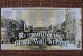 Tulsa USA - Remembering Black Wall Street sign posted on building in Greenwood District listing businesses through the Royalty Free Stock Photo