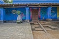 Tulsi Vrinda and Painted wall at entrance door. Puri,
