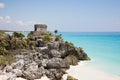 Tulum beach with Maya temple Royalty Free Stock Photo