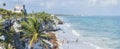 Tulum beach panoramic Royalty Free Stock Photo