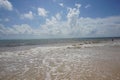 Tulum beach, white sand and blue sky, Carribean sea