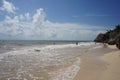 Tulum beach, white sand and blue sky, Carribean sea