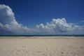 Tulum beach, white sand and blue sky, Carribean sea