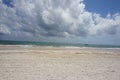 Tulum beach, white sand and blue sky, Carribean sea