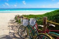 Tulum Caribbean beach bicycles Riviera Maya Royalty Free Stock Photo