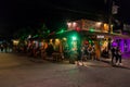 TULUM, MEXICO - FEB 29, 2016: Night view of Pizzeria La Querida in Tulum, Mexic