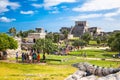 Iguana on the ruins of Tulum in Mexico. Royalty Free Stock Photo