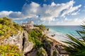 Tulum, Mexico. Wind God temple. Royalty Free Stock Photo
