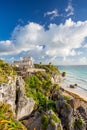 Tulum, Mexico. Wind God temple. Royalty Free Stock Photo