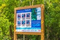 Tulum National Park information entrance welcome sing board in Mexico