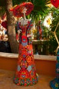 Tulum, Quintana Roo, Mexico: Statues of the goddess of death Catrina at the entrance to the souvenir shop. The main character of t
