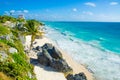 Tulum Ruin - Beach at Penisula Yucatan in Mexico Royalty Free Stock Photo