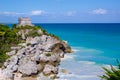 Tulum Temple on the Caribbean Coast Royalty Free Stock Photo
