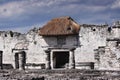 Tulum temple thatched roof Royalty Free Stock Photo