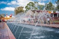 Tumbalong Park Fountain water feature in park at Darling Harbour Royalty Free Stock Photo