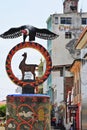 tumbes peru, monument in the city of a llama and a condor andean Royalty Free Stock Photo