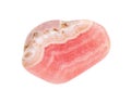 tumbled banded Rhodochrosite gem isolated