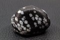 Tumbled close-up snowflake black with light grey spots crystal