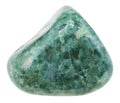 Tumbled green jadeite gemstone isolated Royalty Free Stock Photo