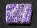 tumbled slab of charoite gemstone on dark