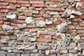 tumbledown brick wall from earthquake activity