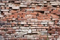 tumbledown brick wall from earthquake activity