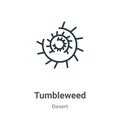 Tumbleweed outline vector icon. Thin line black tumbleweed icon, flat vector simple element illustration from editable wild west