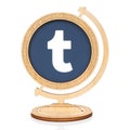 Tumblr circle icon placed into wooden globe