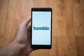 Tumblr logo on smartphone screen